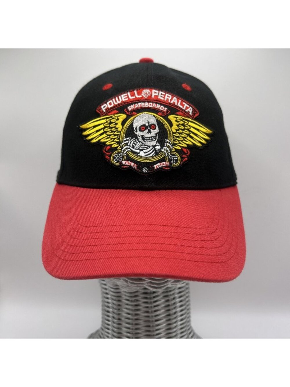 Powell Peralta Winged Ripper Red Black Skateboarding Hat Skeleton Vintage Skate